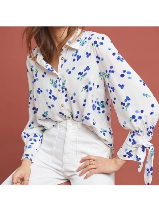 Anthropologie Tops - Maeve Anthropologie Blithe Blueberry Blouse Button Up